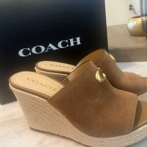 NWT Coach Women's Brown Gloria Wedge Sandals